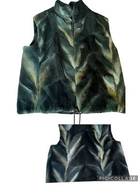 Elegant Dark Green Dyed Coyote Fur Vest